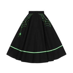 Hell Bunny Green Spiderweb Halloween Swing Skirt, NWT -- S/UK10